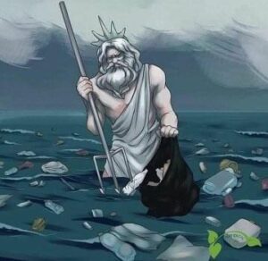 Zeus recogiendo plásticos